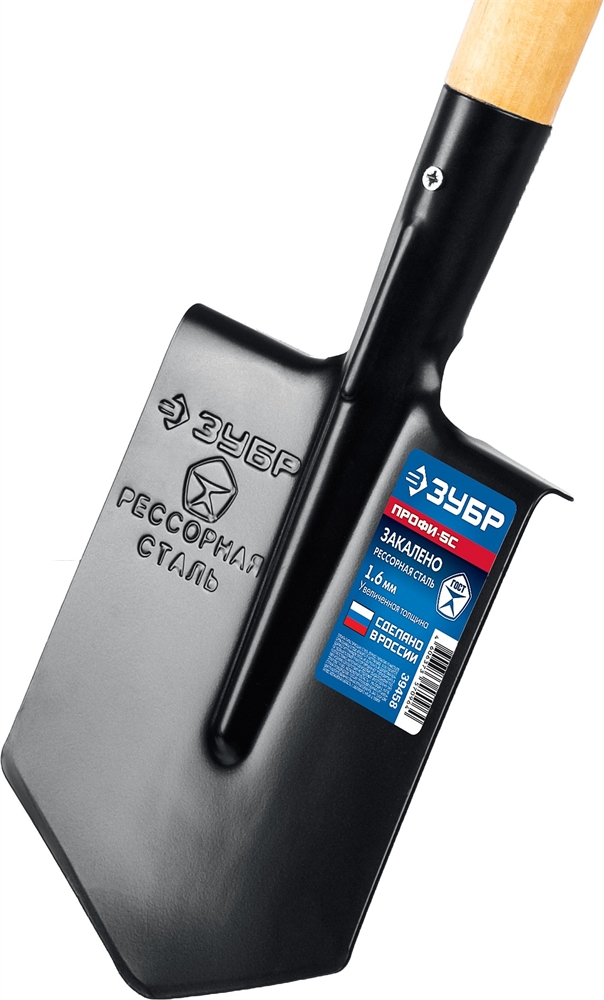 ЗУБР  ПРОФИ-5С, 150х185х510мм, полотно рессорная сталь 1.6мм закалено, дерев. черенок высш. сорт, туристическая лопата, ПРОФЕССИОНАЛ (39458) 39458