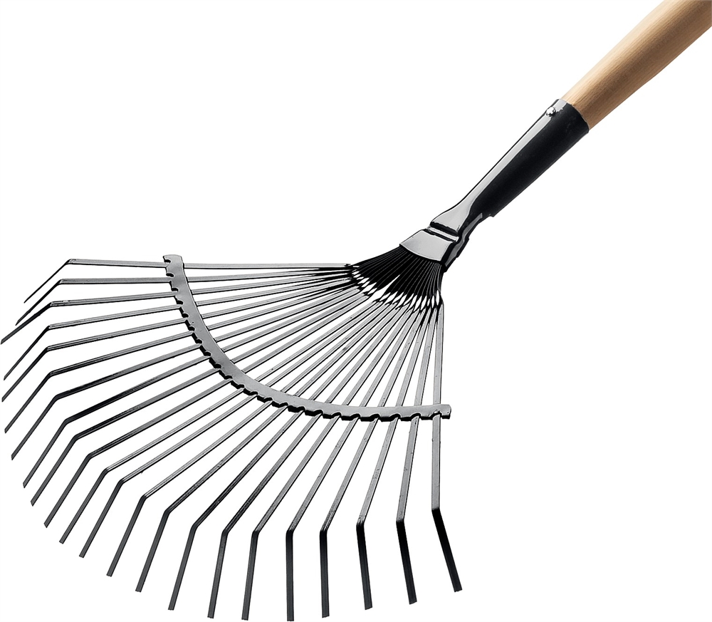 GRINDA  GP-22F, 400 х 260 х 1500 мм, 22 плоских зубца, стальная рабочая часть, черенок из дерева высш. сорт, веерные грабли (39593) 39593