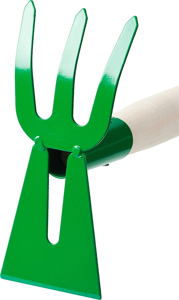 РОСТОК  145 x 75 x 390 мм, ″лопатка + 3 зуба″, изогнутые зубья, деревянная рукоятка, мотыга-рыхлитель (39627) 39627