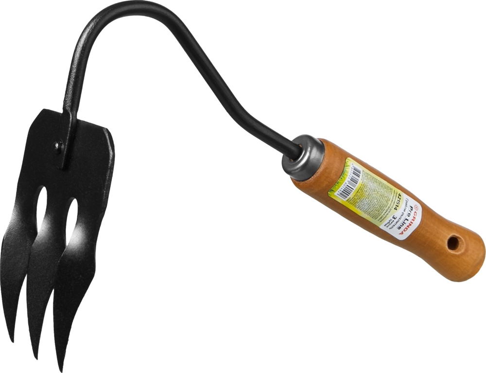 GRINDA  ProLine 120х86х265 мм, 3-х зубые, деревянная ручка, грабли-рыхлитель (421514) 421514