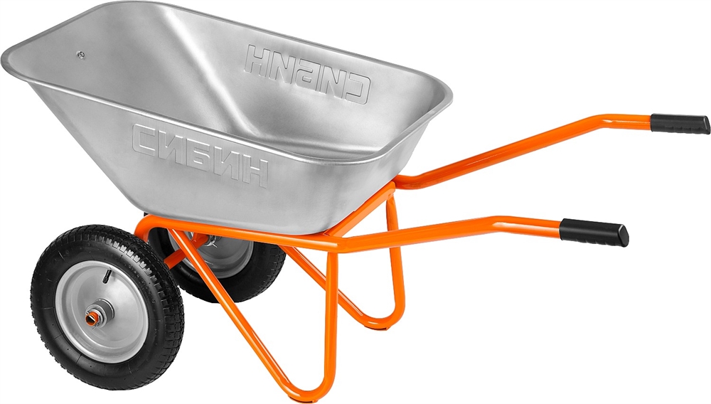 СИБИН  СТ-22, 110 л, 200 кг, двухколесная, оцинкованная сталь, строительная тачка (39905) 39905_z01