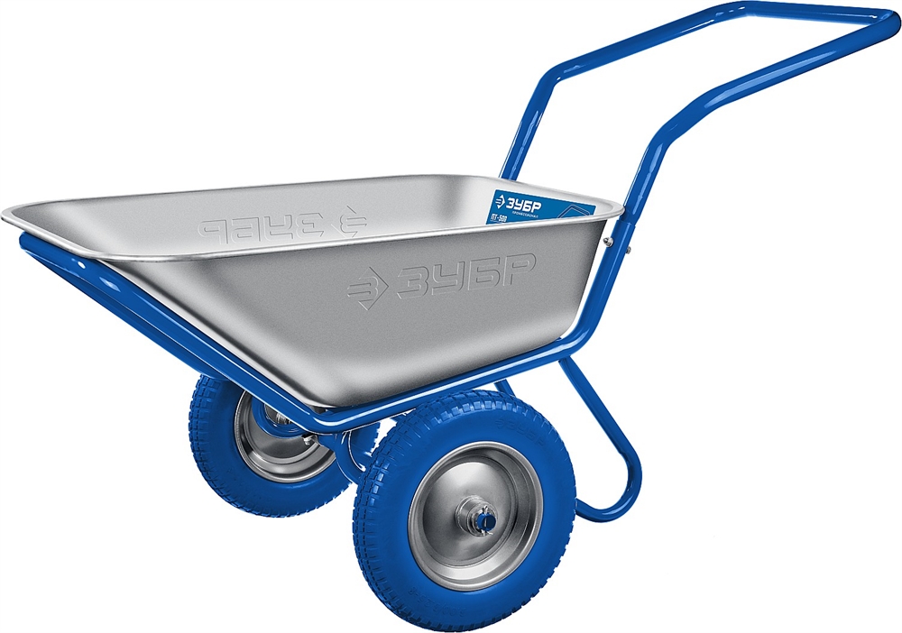 ЗУБР  ПТ-500, 110 л, 260 кг, двухколесная, П-образная ручка, строительная тачка, Профессионал (39914) 39914