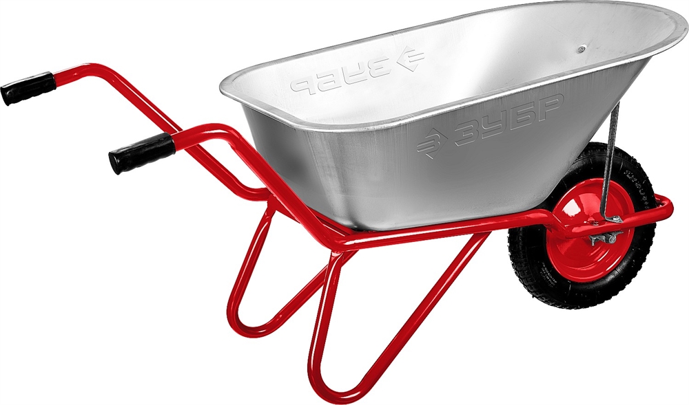 ЗУБР  Т-11, 90 л, 160 кг, одноколесная, оцинкованная сталь, стальные опоры, d 25 мм, садово-строительная тачка (39962) 39962