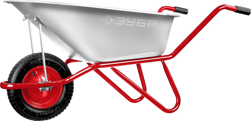 ЗУБР  Т-11, 90 л, 160 кг, одноколесная, оцинкованная сталь, стальные опоры, d 25 мм, садово-строительная тачка (39962) 39962