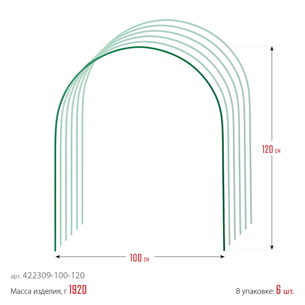 GRINDA  3.0 м, стальные, покрытие ПВХ, 6 шт, дуги для парника (422309-100-120) 422309-100-120