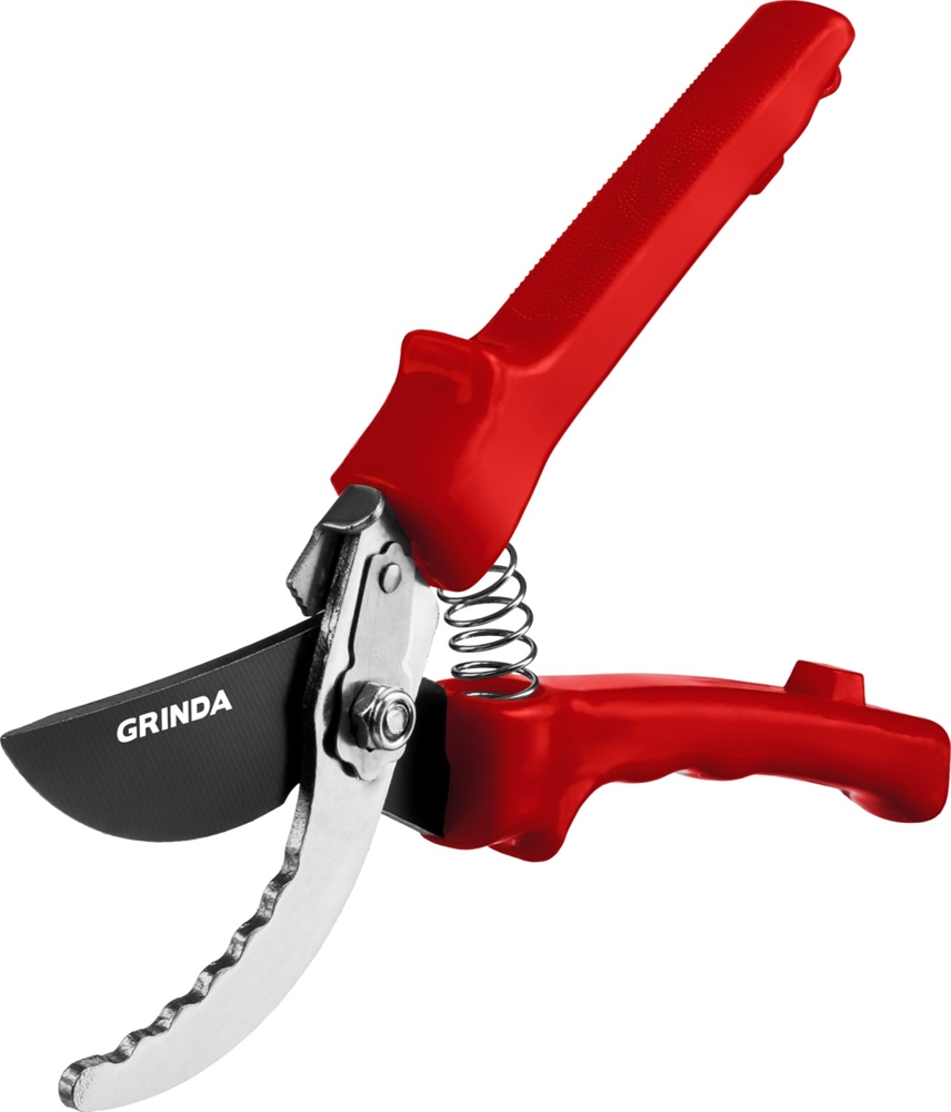 GRINDA  G-31, 200 мм, закаленные лезвия, тефлоновое покрытие, зубцы на лезвии, пластиковые рукоятки, плоскостной секатор (40210) 40210_z02