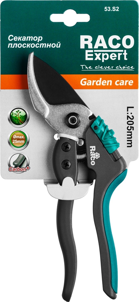 RACO  S162, 205 мм, закаленная сталь, с двухкомпонентными рукоятками армированными фиберглассом, плоскостной секатор (4206-53/S162) 4206-53/S162