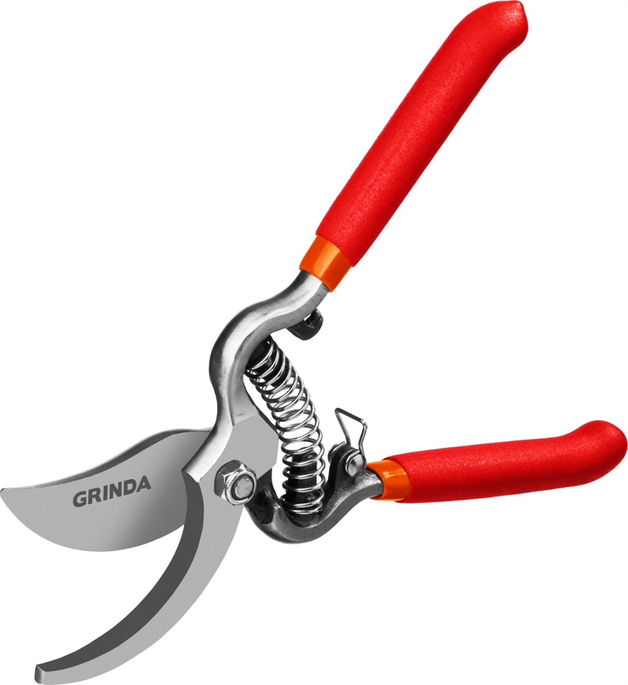 GRINDA  G-3, 200 мм, высокоуглеродистая сталь, цельнокованый, покрытие ПВХ, плоскостной секатор (423103) 423103