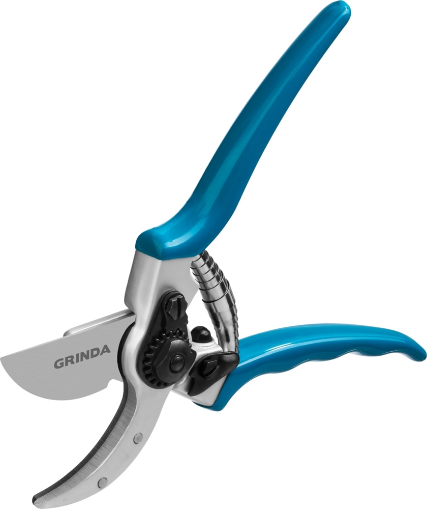 GRINDA  P-23, 210 мм, усиленные лезвия, закалённая сталь, алюминиевые кованые рукоятки, плоскостной секатор, PROLine (423423) 423423