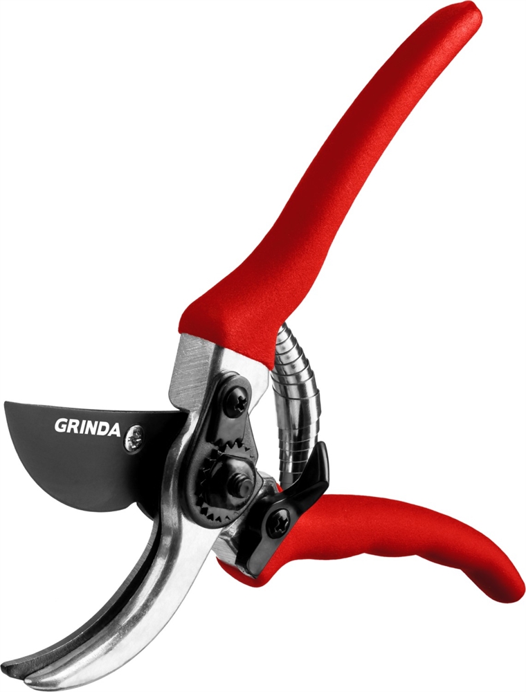 GRINDA  G-11, 210 мм, лезвия из углеродистой стали, закалены, тефлоновое покрытие, алюминиевые рукоятки, плоскостной секатор (8-423001) 8-423001_z02