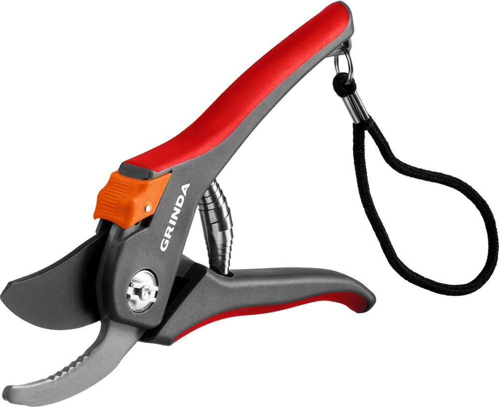 GRINDA  G-26, 205 мм, углеродистая сталь, закаленные лезвия, тефлоновое покрыт., двухкомпонентные пластиковые рукоятки, плоскостной секатор (8-423102) 8-423102_z02