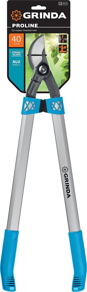 GRINDA  F-650, 650 мм,  высокоуглеродистая сталь, кованые лезвия, алюминиевые рукоятки, плоскостной сучкорез, PROLine (424511) 424511