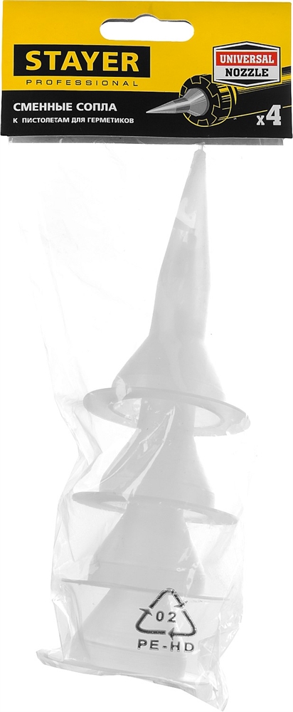 STAYER  4шт, запасные сопла для закрытых пистолетов для герметика, Professional (0673-S4) 0673-S4_z01