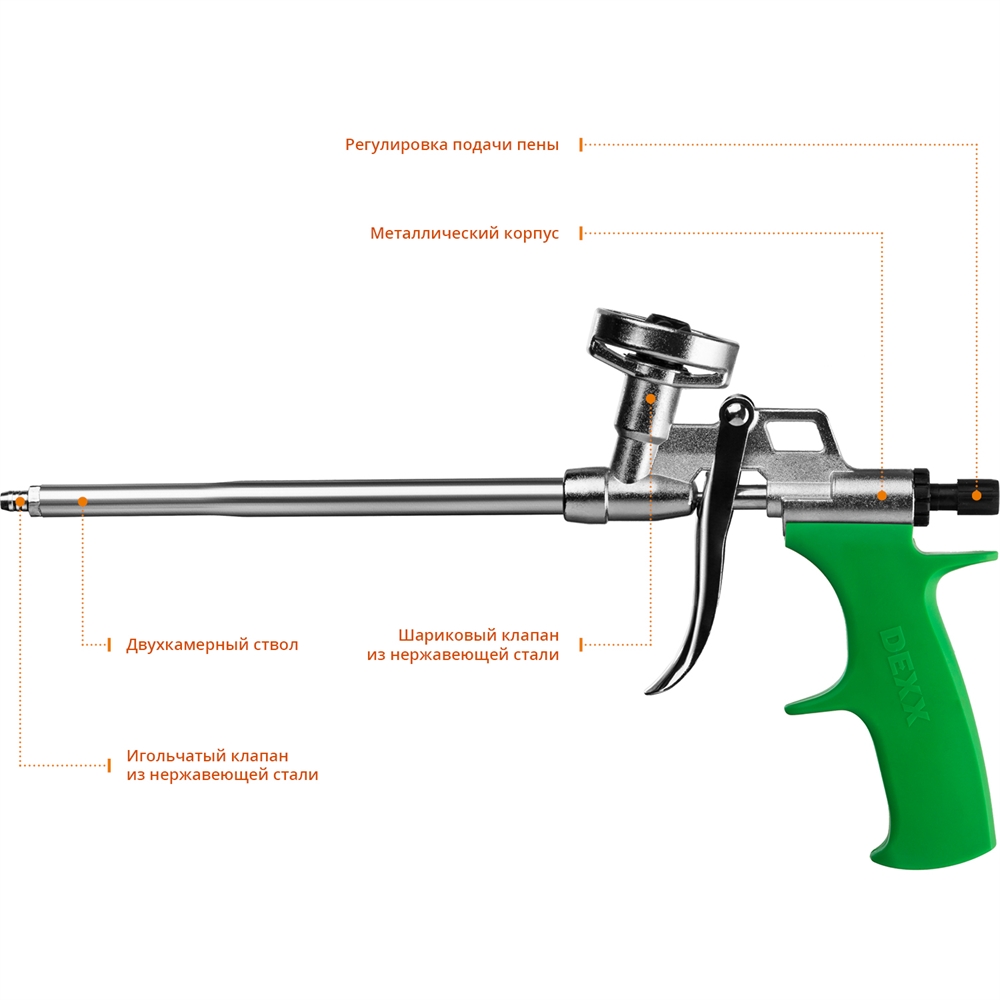 DEXX  Pro Metal, металлический пистолет для монтажной пены (06868_z01) 06868_z01