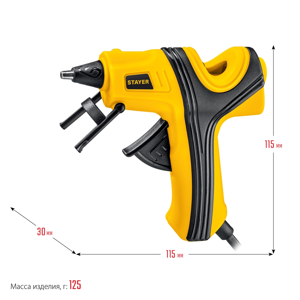 STAYER  PRO 7, d 7 мм, 7 г/мин, электрический, пистолет термоклеевой, Professional (0681-07) 0681-07