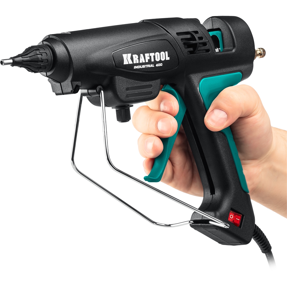 KRAFTOOL  Industrial 400, d 11 - 12 мм, 50 г/мин, 130 - 230°C, электрический термоклеевой пистолет (06843-300-12) 06843-300-12