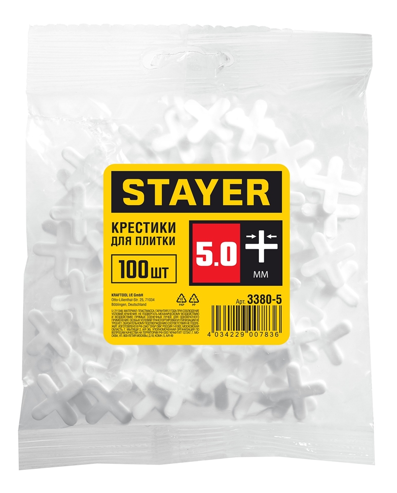 STAYER  5 мм, 100 шт, крестики для плитки (3380-5) 3380-5