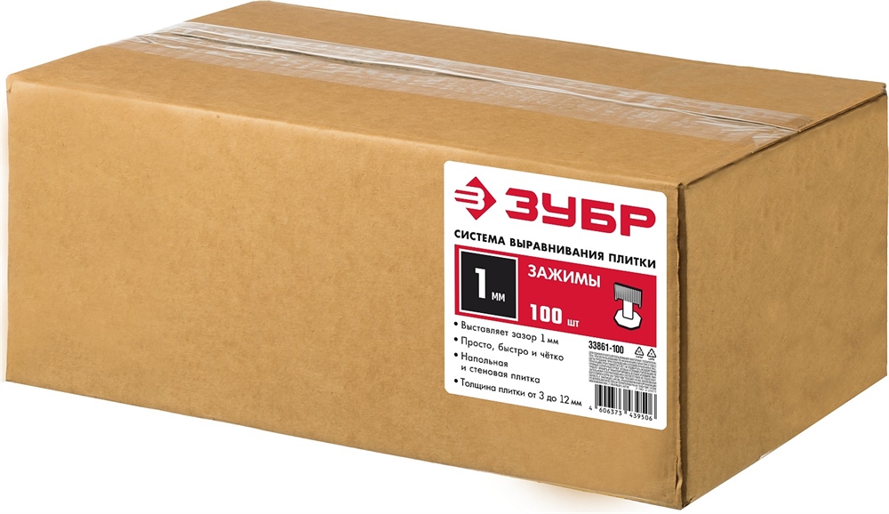 ЗУБР  СВП, 1.0 мм, зажим 500 шт, система выравнивания плитки (33861-500) 33861-500