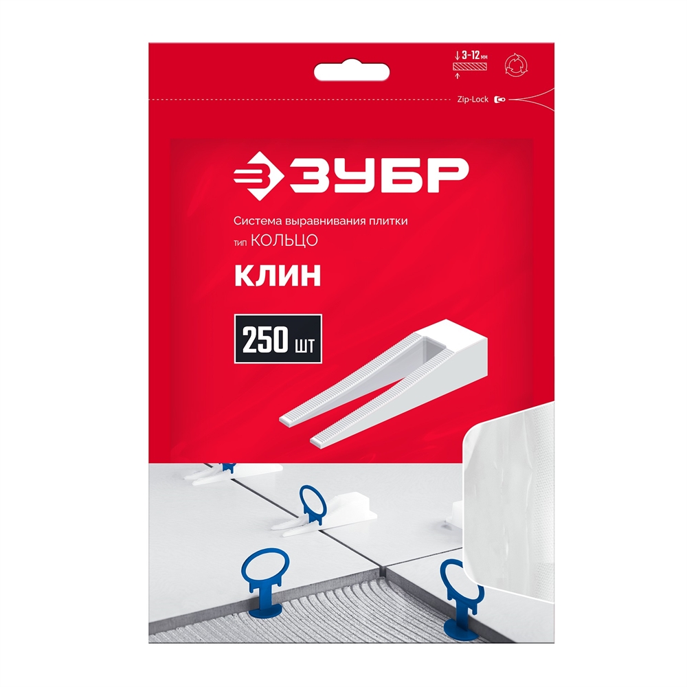 ЗУБР  СВП, клин 250 шт, система выравнивания плитки (3387-250) 3387-250
