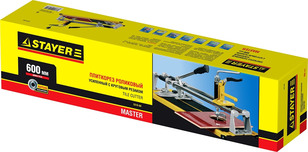 STAYER  600 мм, 4 - 12 мм, с круговым резаком, усиленный роликовый плиткорез (3310-60) 3310-60