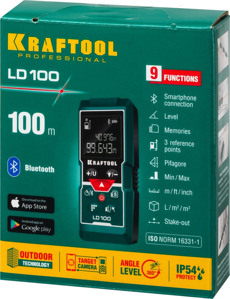 KRAFTOOL  LD-100, 5 см - 100 м, лазерный дальномер (34765) 34765