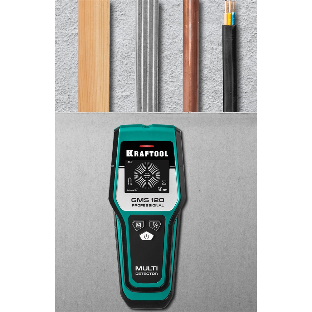 KRAFTOOL  GMS 120, ЖК дисплей, универсальный детектор (45298) 45298
