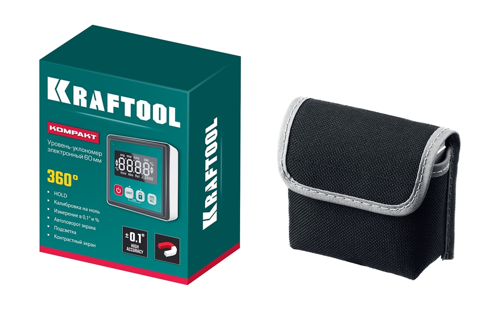 KRAFTOOL  KOMPAKT, 4 х 90 С, точность 0.1, уровень-уклономер электронный (34687) 34687