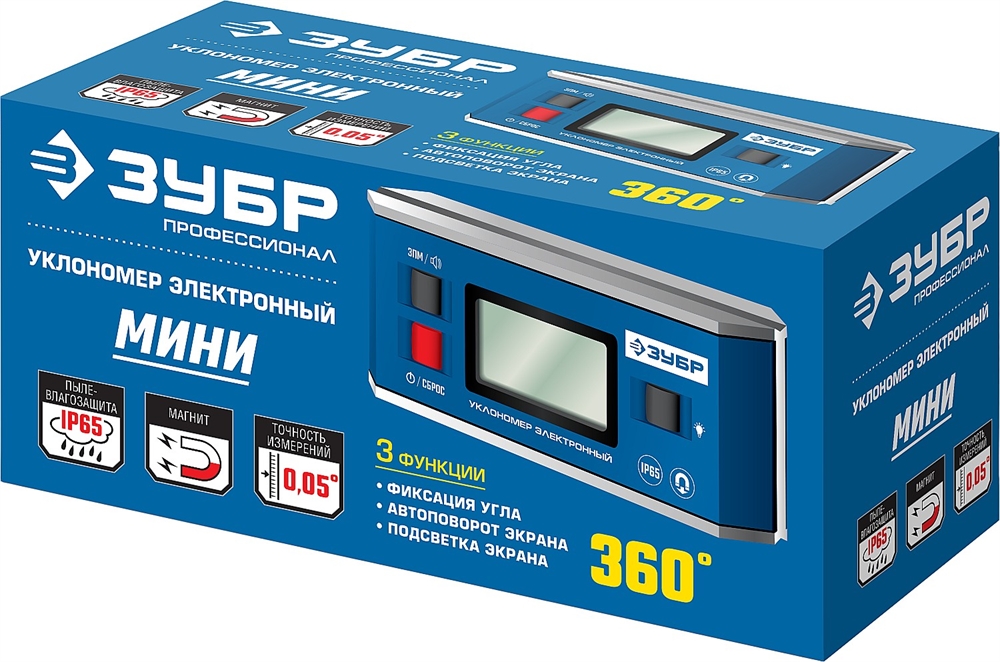 ЗУБР  МИНИ, 0 - 90°, ±0.05°, электронный уровень-уклономер, Профессионал (34745) 34745_z01