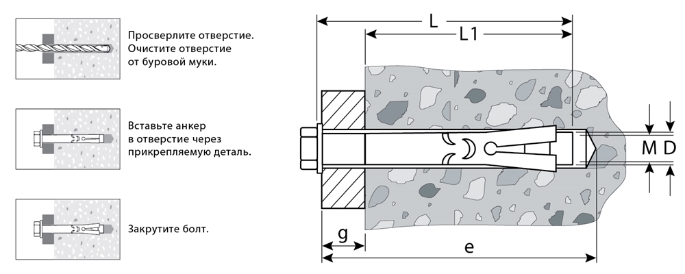 ЗУБР  10 х 100 мм, 40 шт, анкерный болт, Профессионал (302312-10-100) 302312-10-100