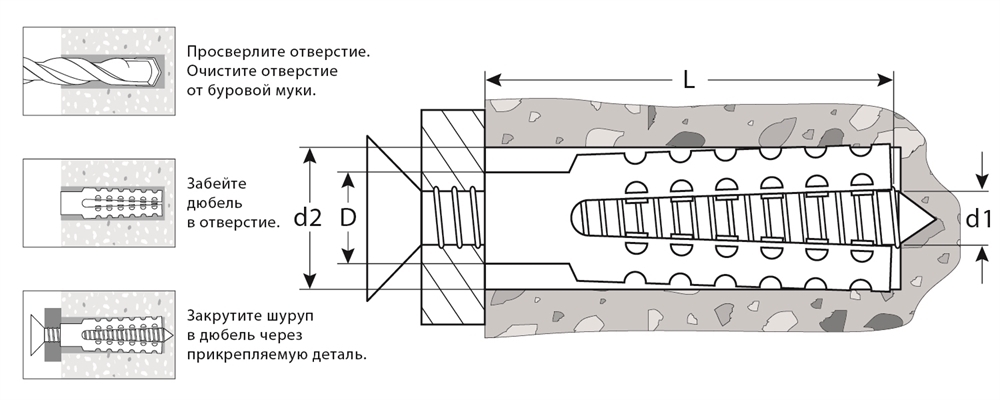 ЗУБР  6 х 32 мм, 200 шт, металлический дюбель для газобетона (302922-06-032) 302922-06-032