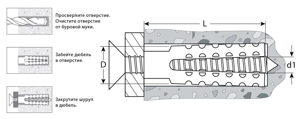 ЗУБР  8 х 60 мм, 100 шт, металлический дюбель для газобетона (302922-08-060) 302922-08-060