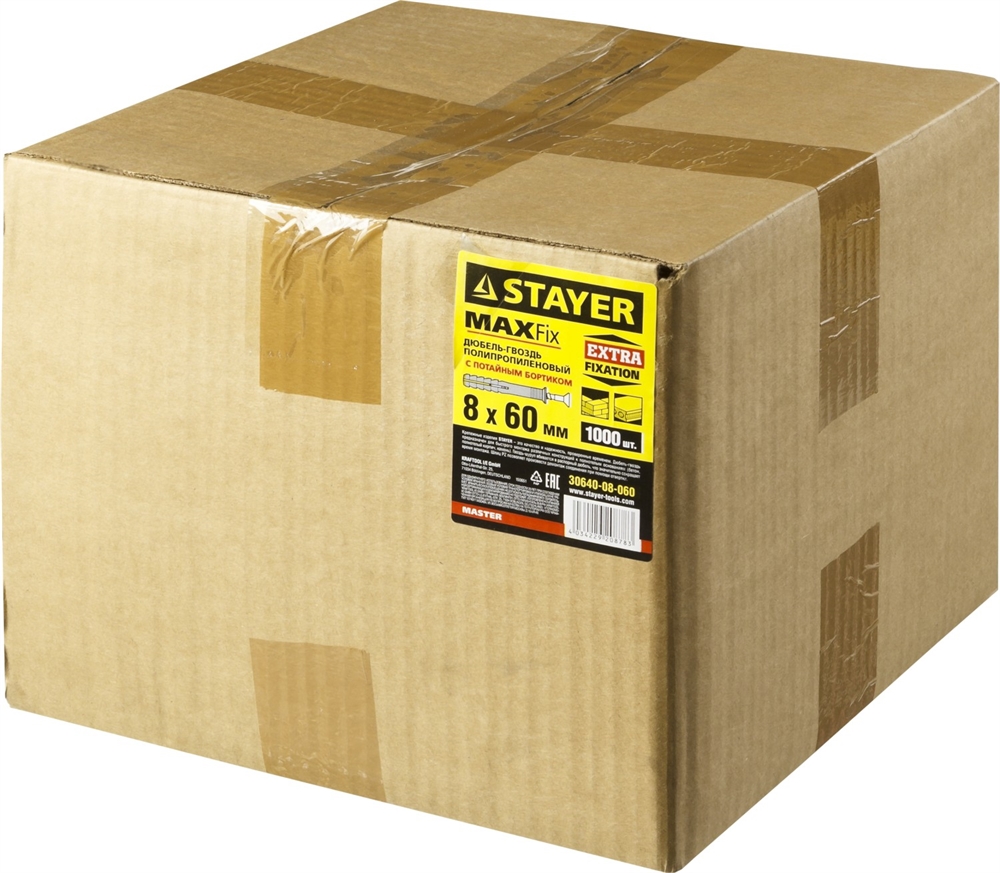 STAYER  8 х 60 мм, потайной бортик, 1000 шт, дюбель-гвоздь (30640-08-060) 30640-08-060