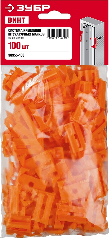 ЗУБР  ВИНТ-100, 100 шт, система крепления штукатурных маяков (30955-100) 30955-100