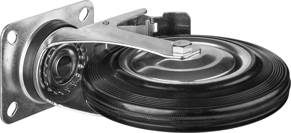 ЗУБР  d 200 мм, г/п 185 кг, игольчатый подшипник, резина/металл, поворотное колесо, Профессионал (30936-200-S) 30936-200-S