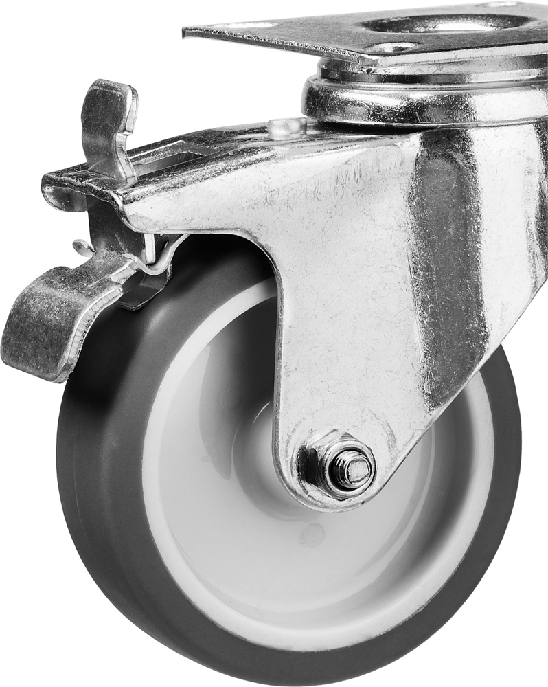 ЗУБР  d 75 мм, г/п 60 кг, резина/полипропилен, термопластичное поворотное колесо c тормозом, Профессионал (30946-75-B) 30946-75-B