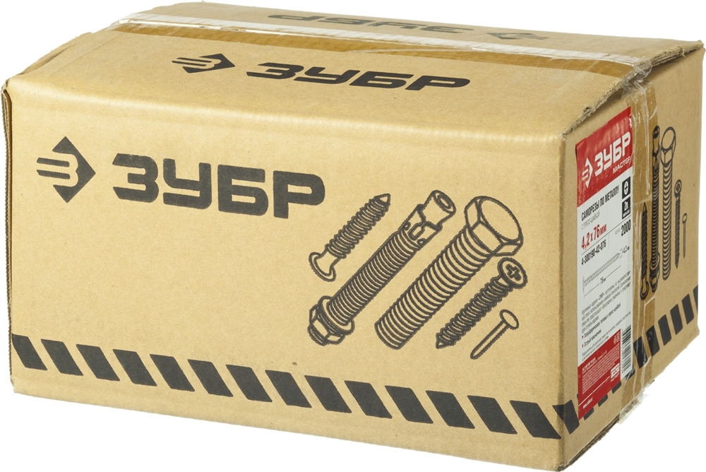 ЗУБР  ПШМ, 76 х 4.2 мм, цинк, 2000 шт, саморез c пресс-шайбой (4-300190-42-076) 4-300190-42-076