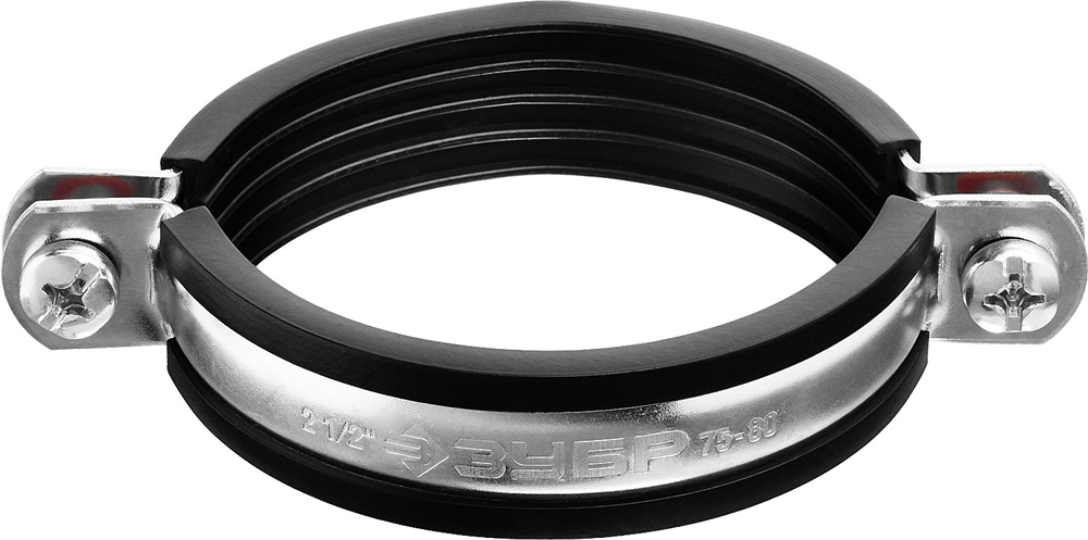 ЗУБР  2 1/2″, цинк, 6 шт, трубный хомут с гайкой (37850-75-80) 37850-75-80