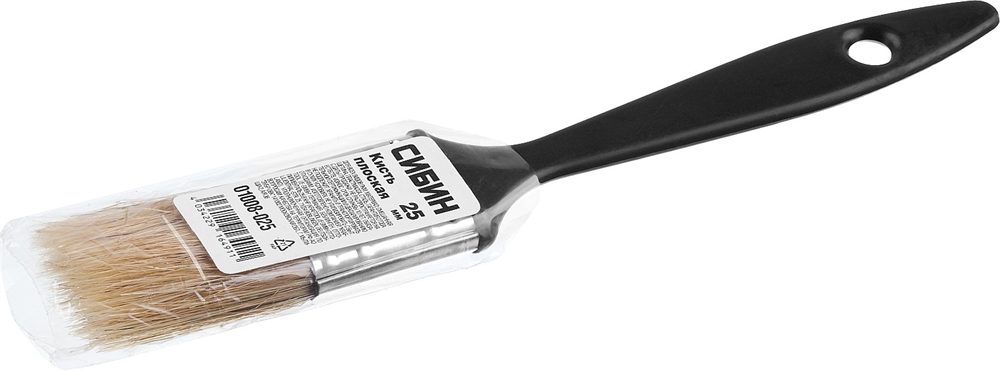 СИБИН  25 мм, 1″, светлая смешанная щетина, пластиковая ручка, все виды ЛКМ, плоская кисть (01008-025) 01008-025