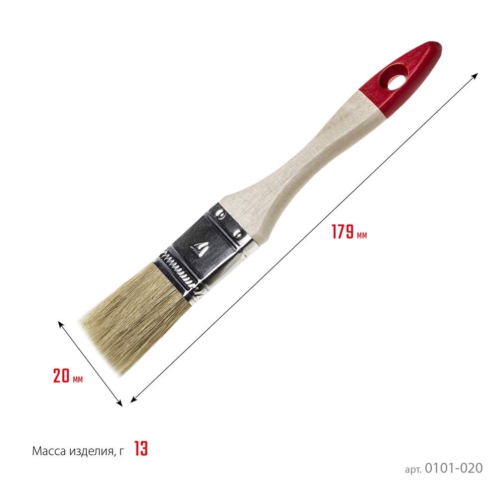 STAYER  UNIVERSAL, 20 мм, 3/4″, светлая натуральная щетина, деревянная ручка, все виды ЛКМ, плоская кисть (0101-020) 0101-020