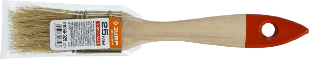 ЗУБР  УНИВЕРСАЛ, 25 мм, 1″, светлая натуральная щетина, деревянная ручка, плоская кисть (01099-025) 01099-025_z01