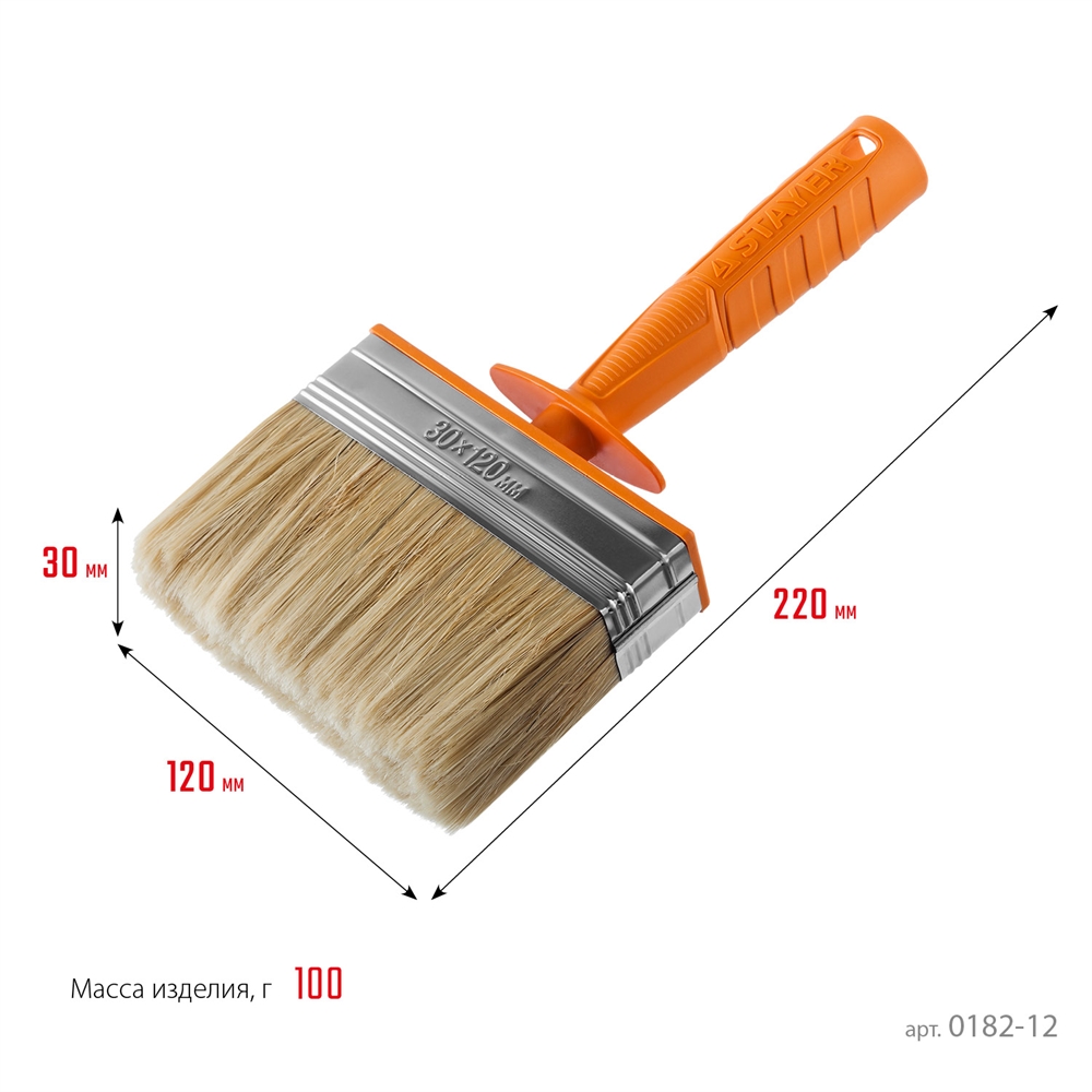 STAYER  Universal MINI, 3 х 12 см, светлая натуральная щетина, пластмассовый корпус, все виды ЛКМ, макловица, Professional (0182-12) 0182-12