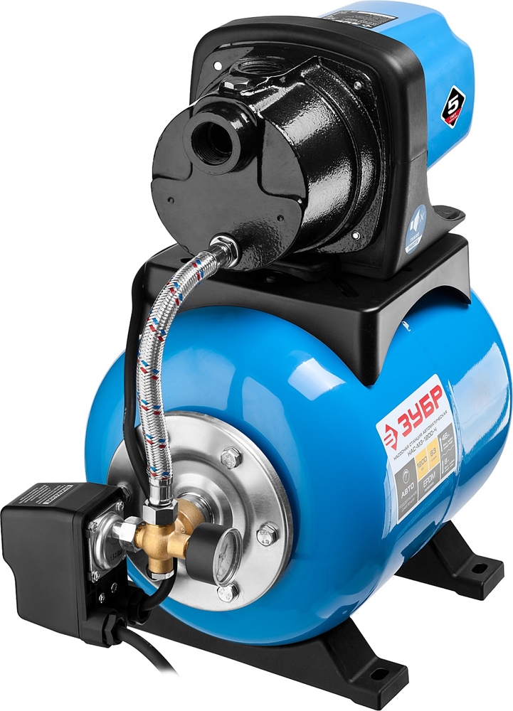 ЗУБР  1200 Вт, бак 20 л, автоматическая насосная станция, чугунный корпус (НАС-М3-1200-Ч) НАС-М3-1200-Ч