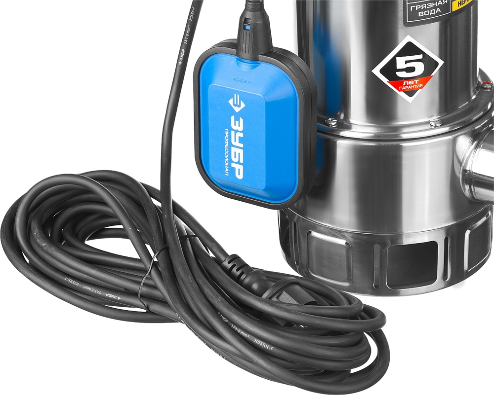 ЗУБР  1100 Вт, дренажный насос для грязной воды, корпус - нерж. сталь, Профессионал (НПГ-Т3-1100-С) НПГ-Т3-1100-С