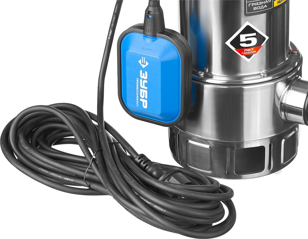 ЗУБР  750 Вт, дренажный насос для грязной воды, корпус - нерж. сталь, Профессионал (НПГ-Т3-750-С) НПГ-Т3-750-С