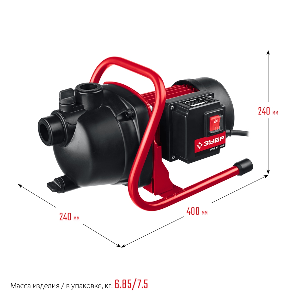 ЗУБР  1000 Вт, поверхностный (садовый) центробежный насос (НПЦ-М1-1000) НПЦ-М1-1000