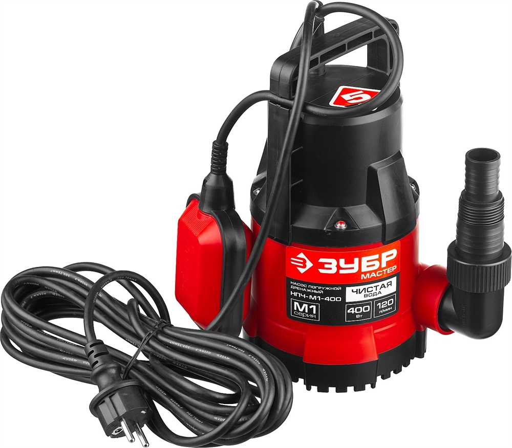 ЗУБР  400 Вт, дренажный насос с минимальным уровнем откачки (НПЧ-М1-400) НПЧ-М1-400