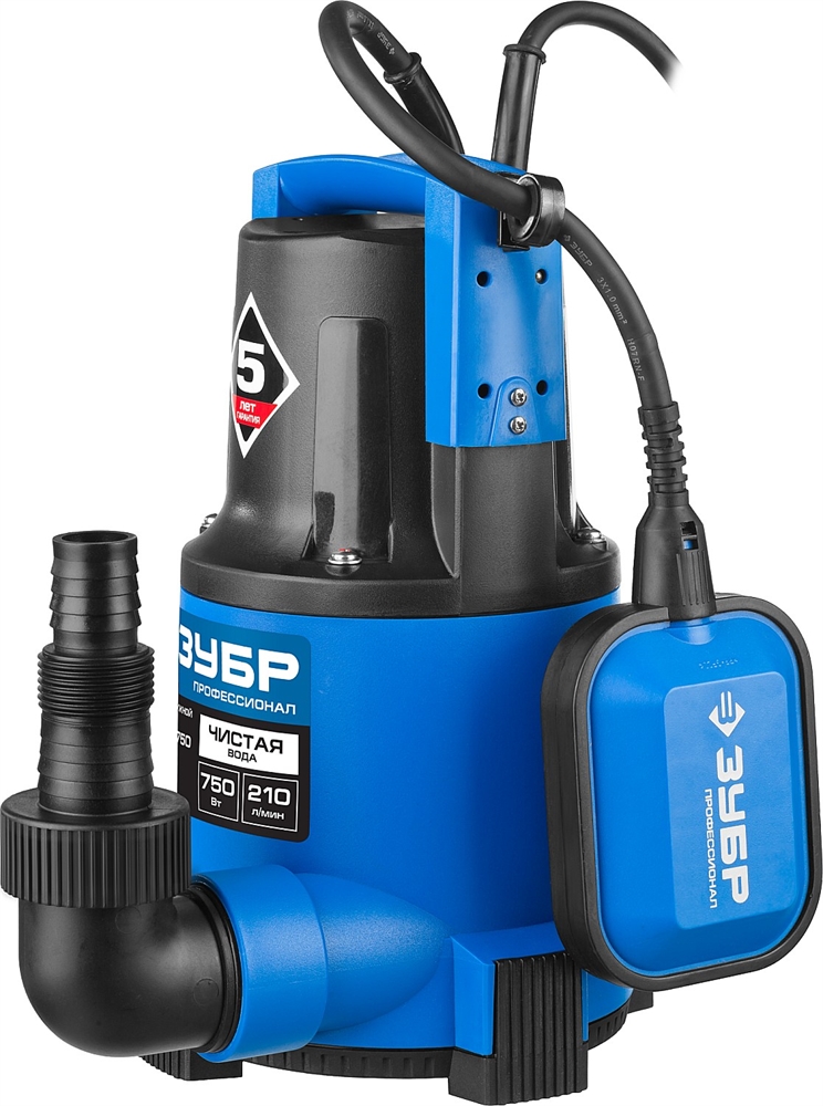 ЗУБР  750 Вт, дренажный насос с минимальным уровнем откачки, Профессионал (НПГ-Т3-750) НПЧ-Т3-750