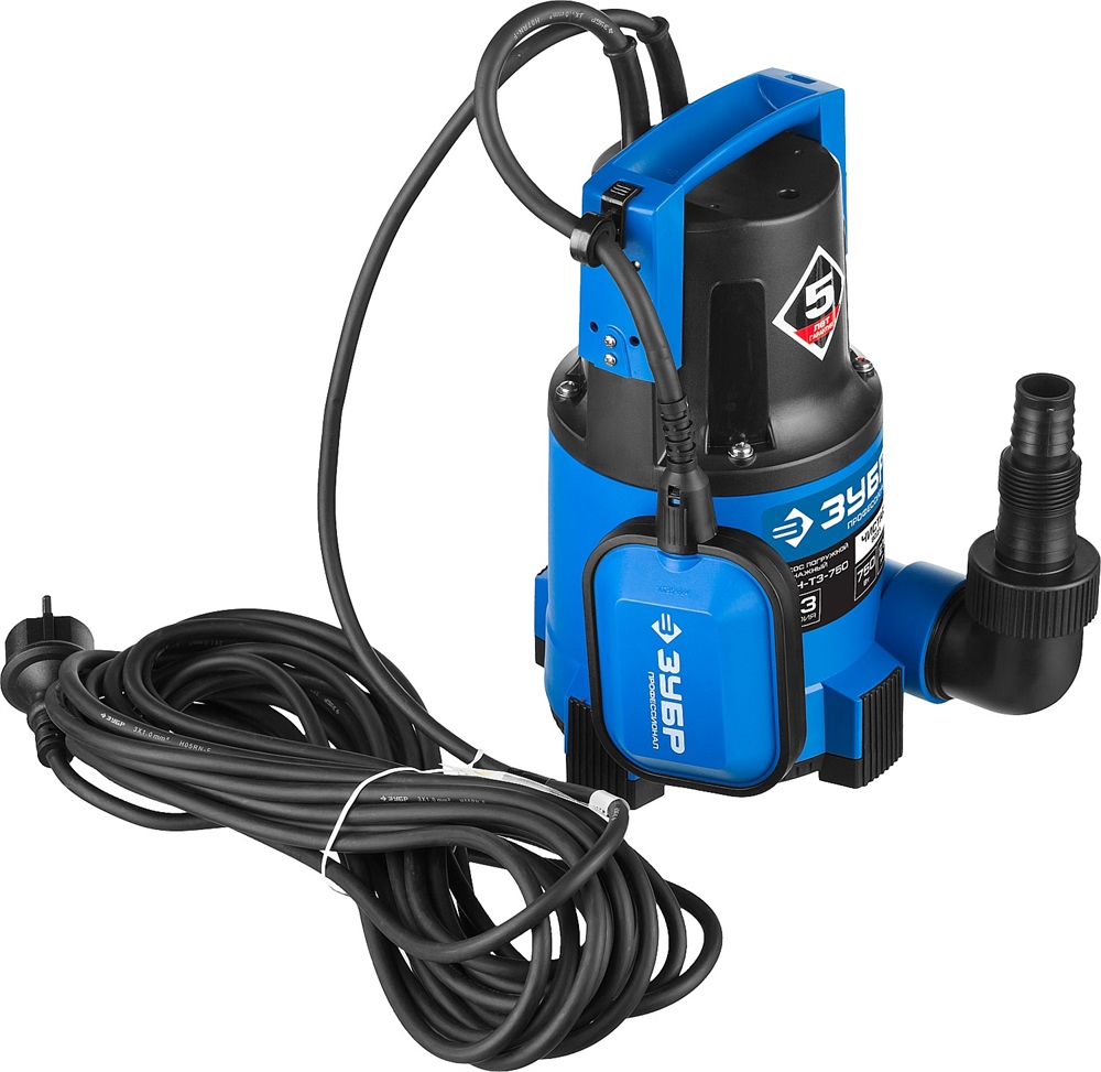 ЗУБР  750 Вт, дренажный насос с минимальным уровнем откачки, Профессионал (НПГ-Т3-750) НПЧ-Т3-750
