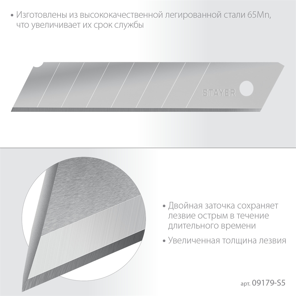 STAYER  25 мм, 5 шт, сегментированные лезвия, Professional (09179-S5) 09179-S5