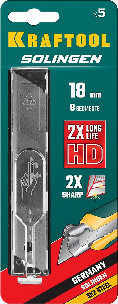 KRAFTOOL  18 мм, 5 шт, сегментированные лезвия (09605-18-S5) 09605-18-S5_z02